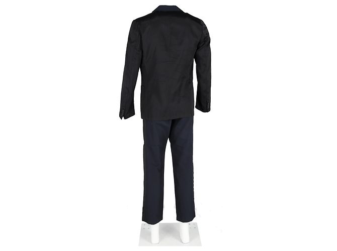 Completo color-block Dries Van Noten in cotone blu e nero Blu navy - vista 6