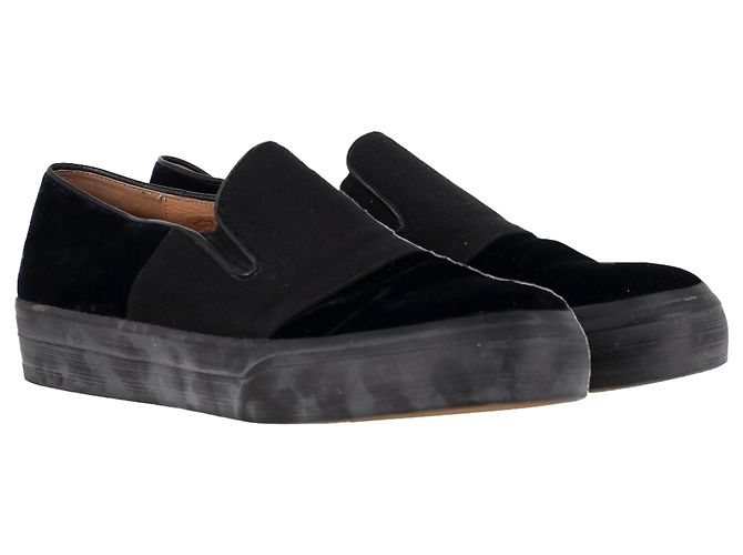 Sneakers Slip-On Dries Van Noten in Velluto Nero - vista 4