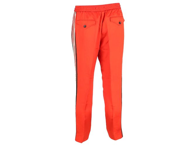 Gucci Web Drawstring Track Pants in Orange Polyester - view 3