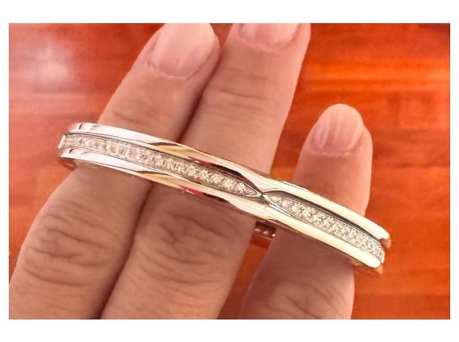 Bracciale Bulgari B.Zero1 in oro bianco e pavé di diamanti - vista 3