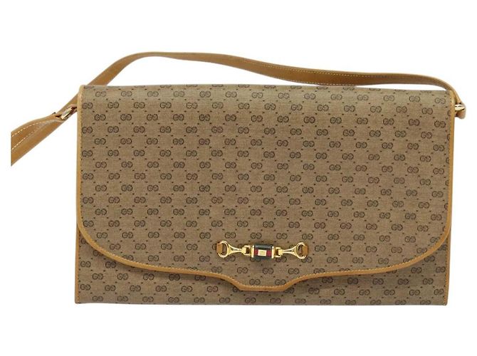 Gucci Borsa a spalla Micro GG Supreme PVC Beige Oro Auth BA1958 D'oro - vista 13