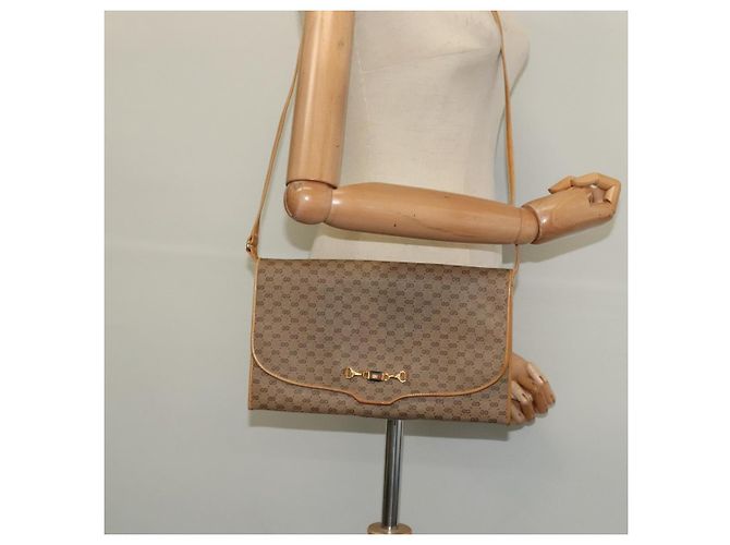 Gucci Borsa a spalla Micro GG Supreme PVC Beige Oro Auth BA1958 D'oro - vista 22