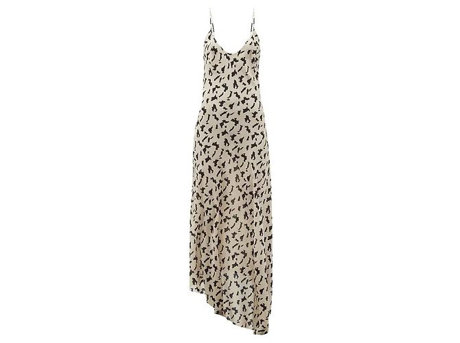 Autre Marque Vestido de seda con estampado de leopardo abstracto Raey Dip Hem Negro Beige - vista 2