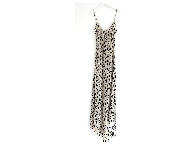 Autre Marque Vestido de seda con estampado de leopardo abstracto Raey Dip Hem Negro Beige - vista 3