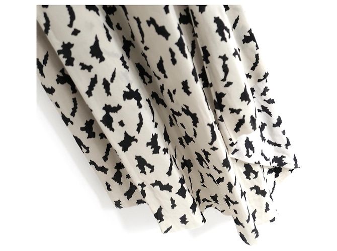 Autre Marque Vestido de seda con estampado de leopardo abstracto Raey Dip Hem Negro Beige - vista 4