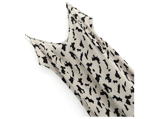 Autre Marque Vestido de seda con estampado de leopardo abstracto Raey Dip Hem Negro Beige - vista 5