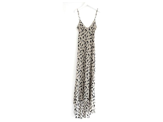 Autre Marque Vestido de seda con estampado de leopardo abstracto Raey Dip Hem Negro Beige - vista 6