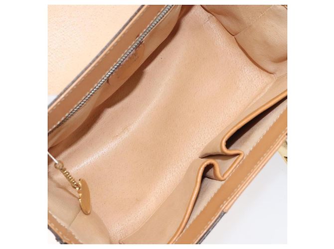 Céline Bolsa Vanity em lona Macadam CELINE em couro PVC marrom dourado Auth 123102 - vista 11