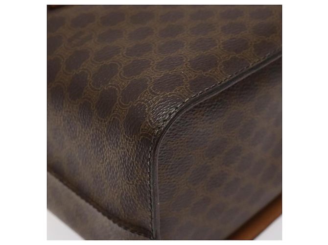 Céline Bolsa Vanity em lona Macadam CELINE em couro PVC marrom dourado Auth 123102 - vista 16