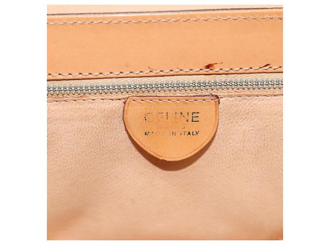 Céline Bolsa Vanity em lona Macadam CELINE em couro PVC marrom dourado Auth 123102 - vista 19