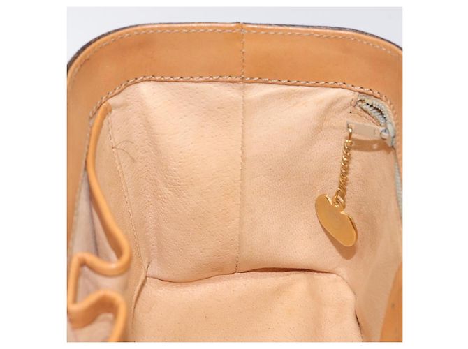 Céline Bolsa Vanity em lona Macadam CELINE em couro PVC marrom dourado Auth 123102 - vista 21