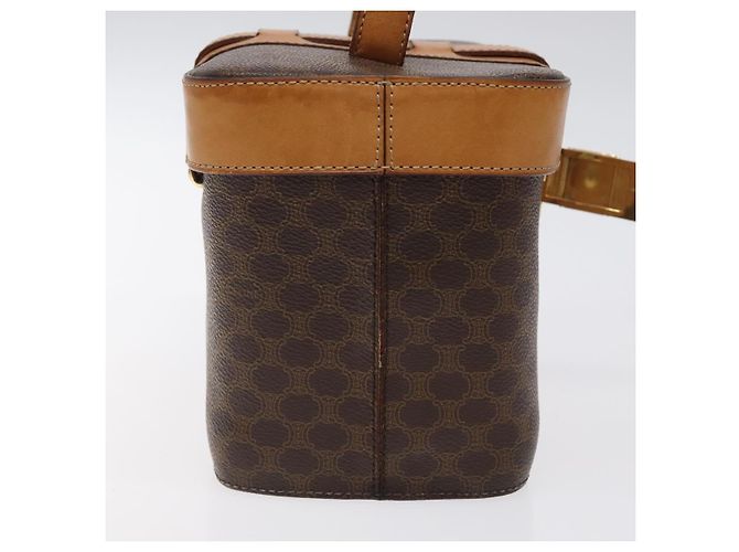 Céline Bolsa Vanity em lona Macadam CELINE em couro PVC marrom dourado Auth 123102 - vista 3