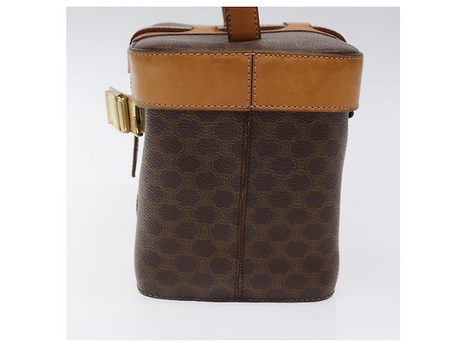 Céline Bolsa Vanity em lona Macadam CELINE em couro PVC marrom dourado Auth 123102 - vista 4