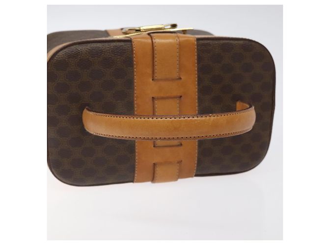 Céline Bolsa Vanity em lona Macadam CELINE em couro PVC marrom dourado Auth 123102 - vista 7