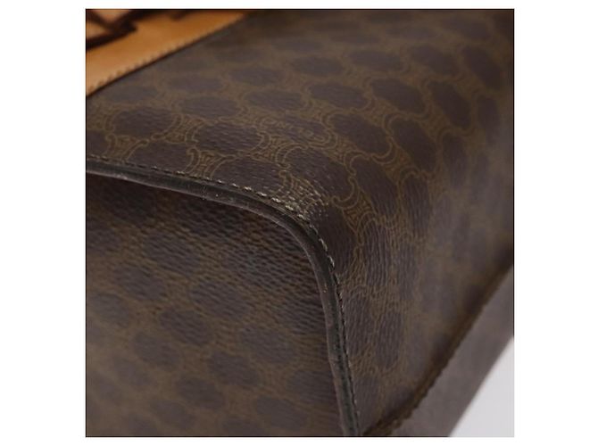 Céline Bolsa Vanity em lona Macadam CELINE em couro PVC marrom dourado Auth 123102 - vista 9