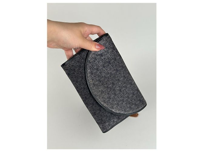Clutch in suede vintage Bottega Veneta blu navy e bianco - vista 5