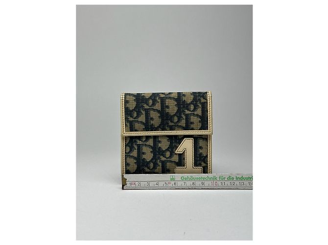 Portefeuille vintage Dior Oblique Monogram bleu blanc - vue 12