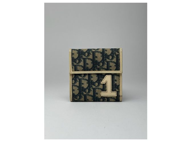 Portefeuille vintage Dior Oblique Monogram bleu blanc - vue 2