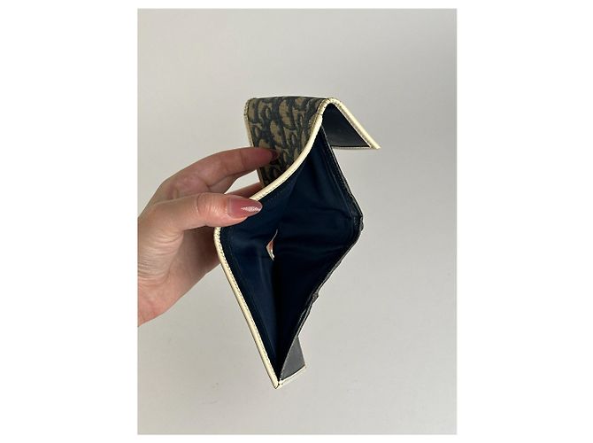 Portefeuille vintage Dior Oblique Monogram bleu blanc - vue 6