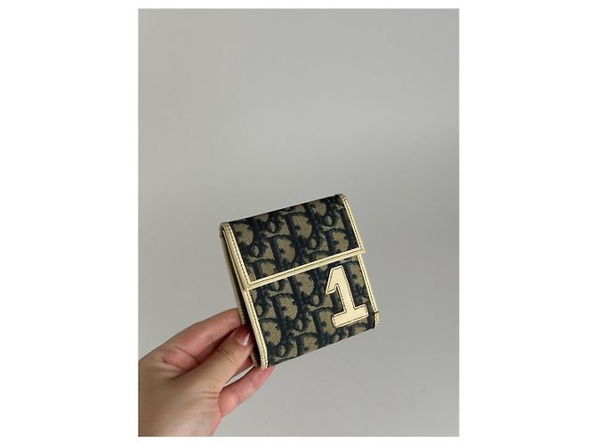 Portefeuille vintage Dior Oblique Monogram bleu blanc - vue 9