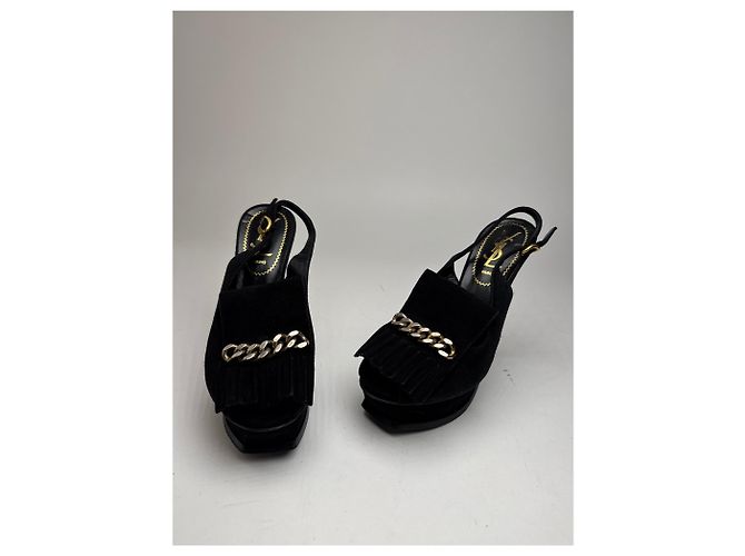 Décolleté in suede vintage Yves Saint Laurent Nero - vista 11