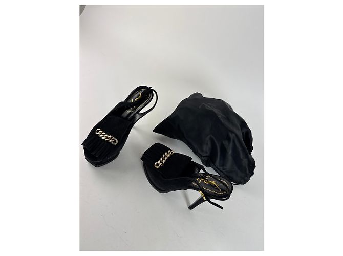 Décolleté in suede vintage Yves Saint Laurent Nero - vista 2