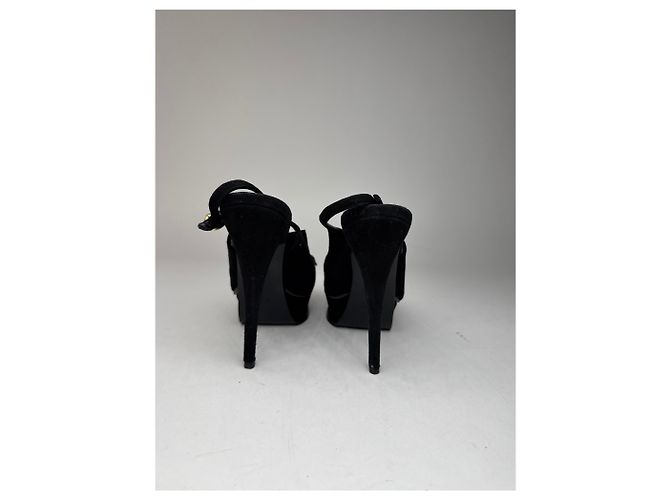 Décolleté in suede vintage Yves Saint Laurent Nero - vista 7