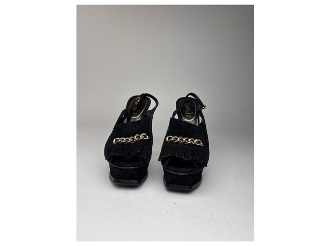 Décolleté in suede vintage Yves Saint Laurent Nero - vista 9