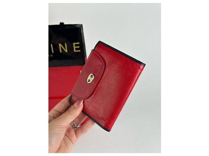 Céline Vintage Celine Paris Monogram Leather wallet red - view 13