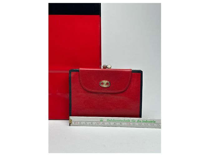 Céline Vintage Celine Paris Monogram Leather wallet red - view 14
