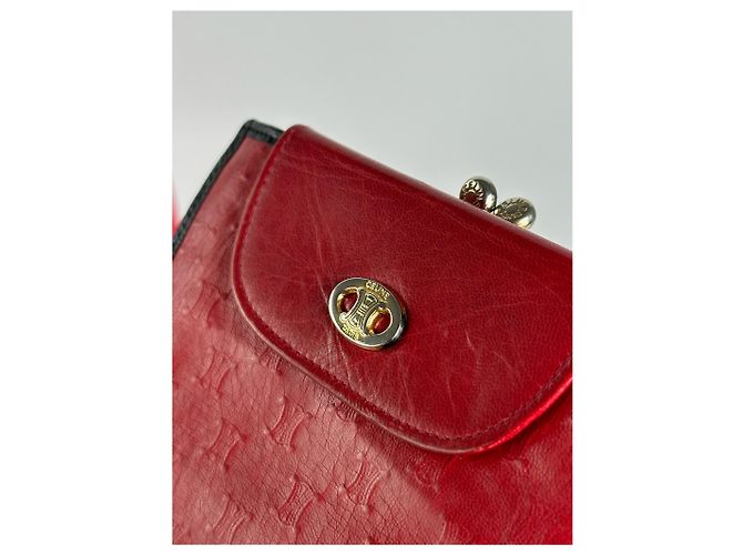 Céline Vintage Celine Paris Monogram Leather wallet red - view 3