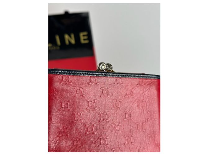 Céline Vintage Celine Paris Monogram Leather wallet red - view 4