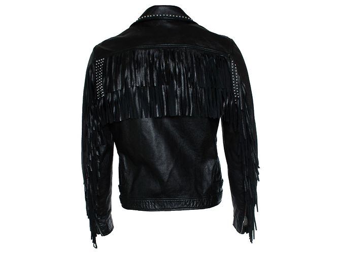 Lederfransenjacke von Saint Laurent, 2015 Schwarz - Ansicht 2