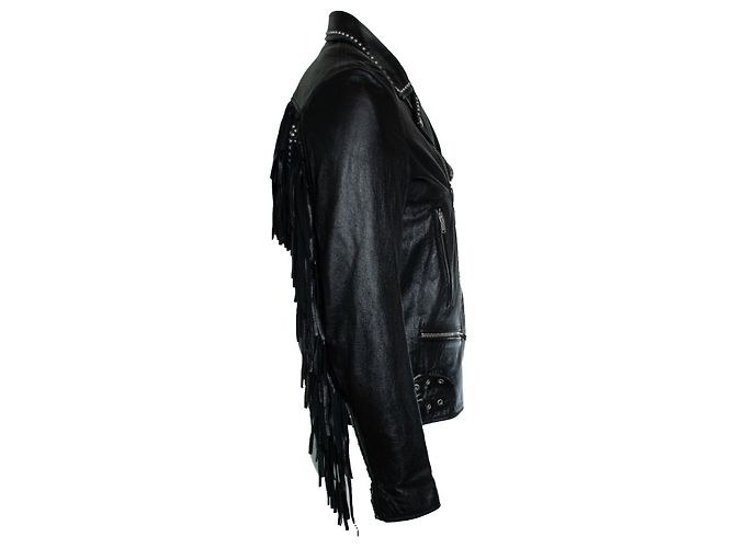 Lederfransenjacke von Saint Laurent, 2015 Schwarz - Ansicht 3