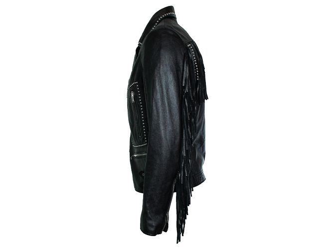 Lederfransenjacke von Saint Laurent, 2015 Schwarz - Ansicht 4