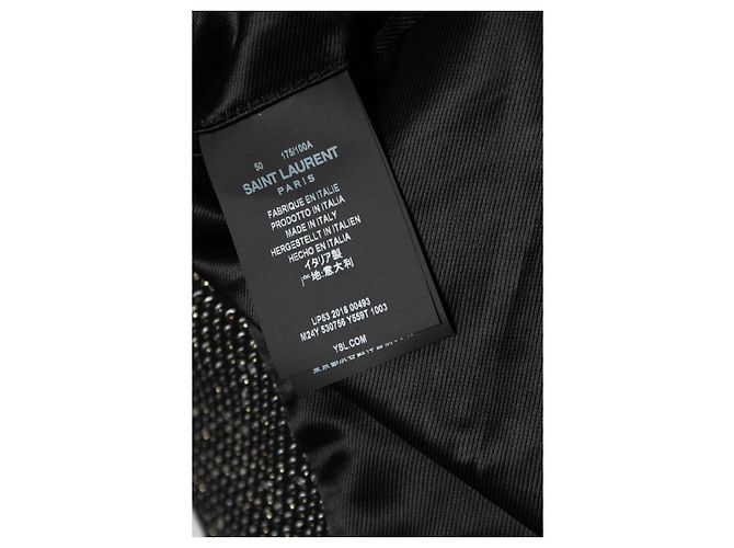 Saint Laurent, Long glitter sequins blazer jacket Black Silvery Golden - view 5