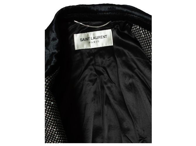 Saint Laurent, Long glitter sequins blazer jacket Black Silvery Golden - view 6