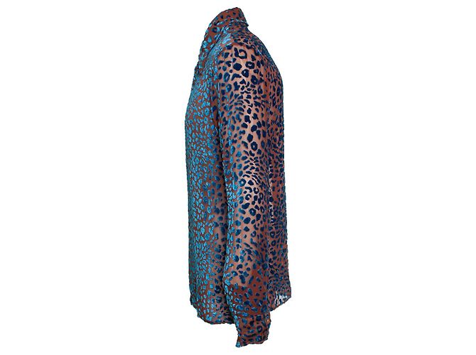Maison Martin Margiela Camicia leopardata Devore Maison Margiela, SS2019 Marrone Blu - vista 4