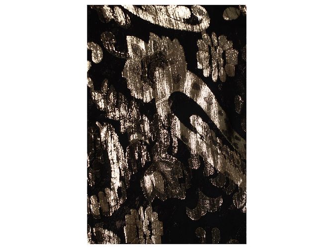 Saint Laurent, camisa dorada metálica con estampado paisley Negro Dorado - vista 6