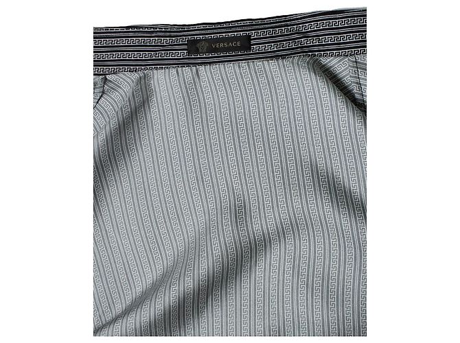 Camicia con stampa greca bianca e nera di Versace Nero Bianco - vista 8