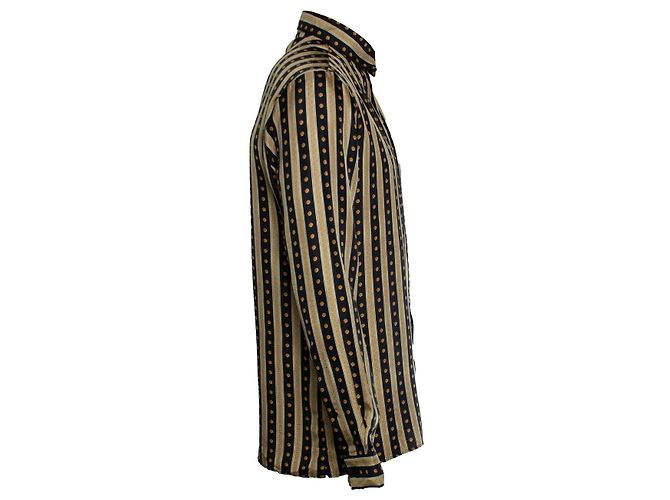 Camicia Versace con stampa greca nera e dorata Nero D'oro - vista 4