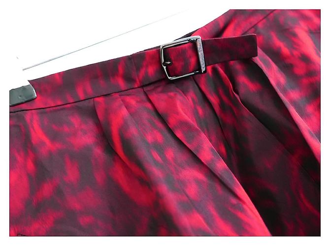 Falda midi de tafetán rosa difusa Christian Dior Otoño 2021 Burdeos - vista 3