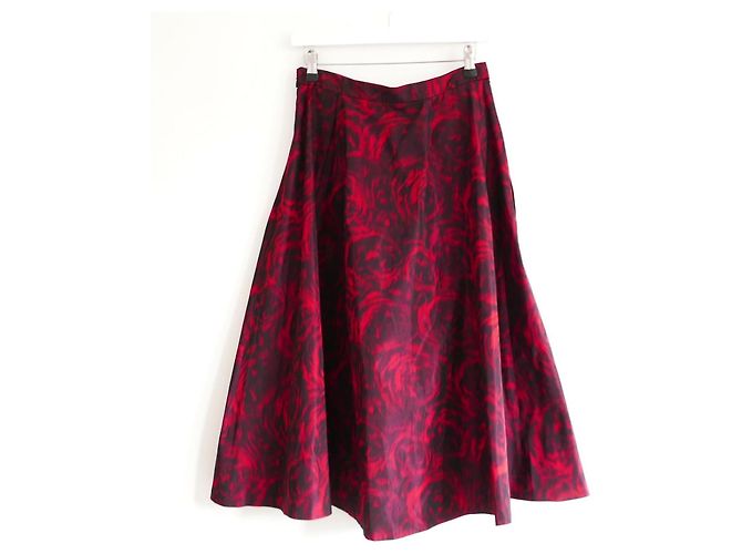 Falda midi de tafetán rosa difusa Christian Dior Otoño 2021 Burdeos - vista 5