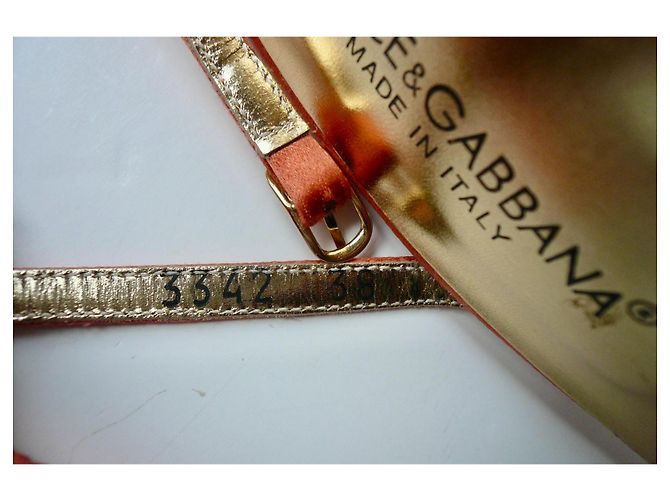 DOLCE & GABBANA sandali nuovi in raso arancione e verde taglia 38 Multicolore - vista 5