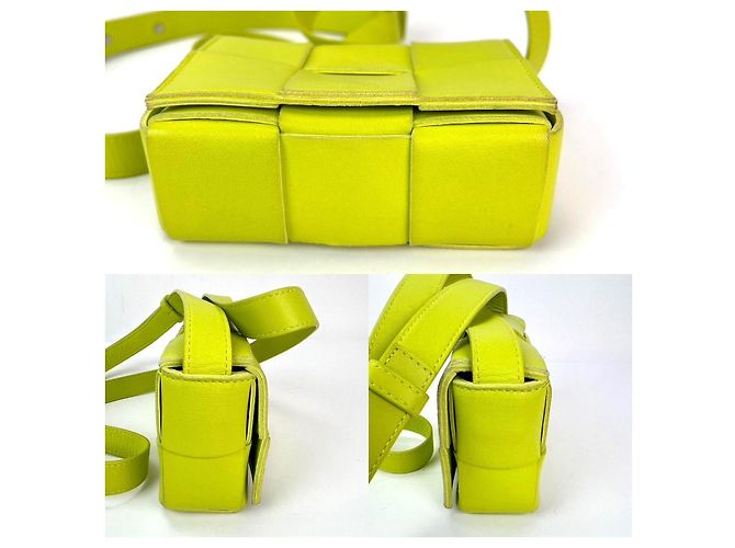 Cassette BORSO A TRACOLLA MINI CASSSETTE IN PELLE DI AGNELLO VERDE LIME BOTTEGA VENETA - vista 4