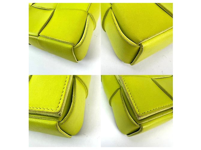 Cassette BORSO A TRACOLLA MINI CASSSETTE IN PELLE DI AGNELLO VERDE LIME BOTTEGA VENETA - vista 5