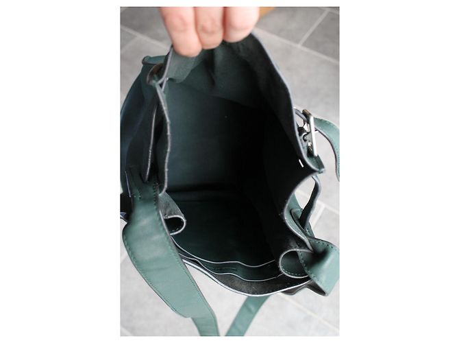 Céline Big Bag borsa a secchiello verde in pelle - vista 10