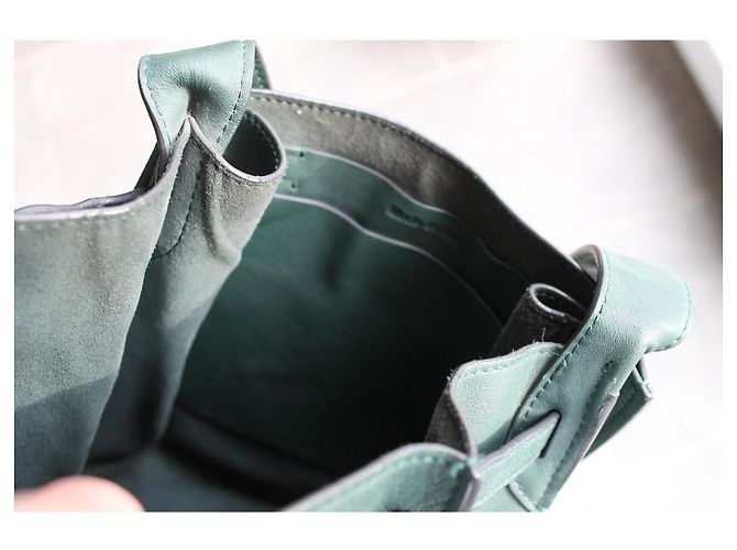 Céline Big Bag borsa a secchiello verde in pelle - vista 11