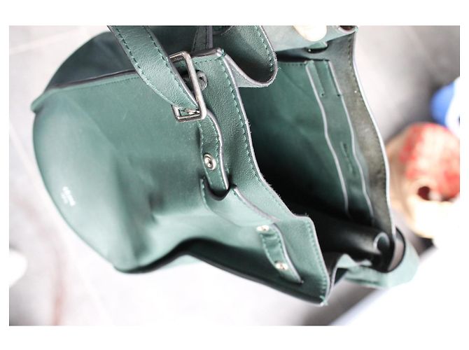 Céline Big Bag borsa a secchiello verde in pelle - vista 12