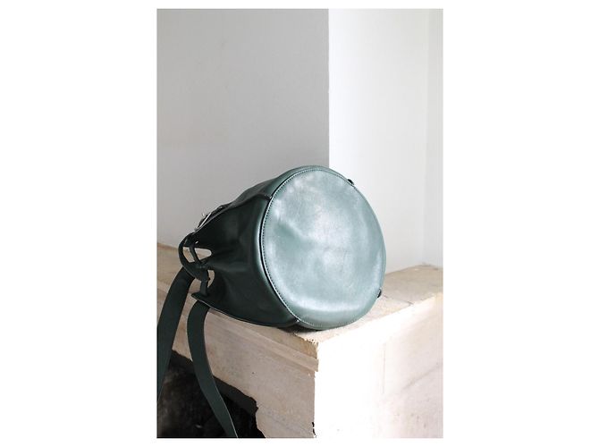 Céline Big Bag borsa a secchiello verde in pelle - vista 8
